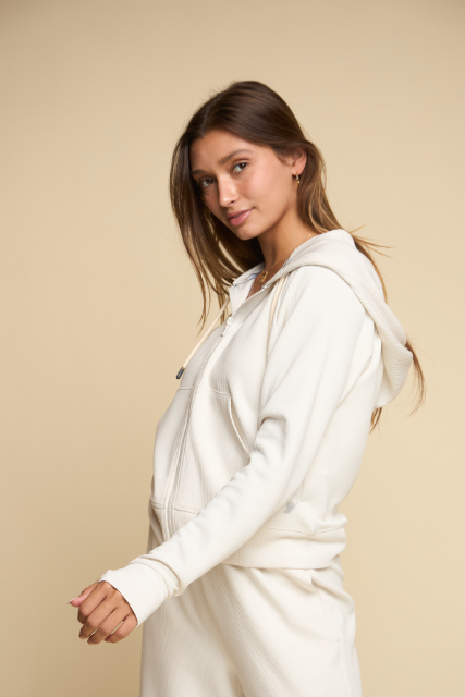 Later On Ribbed - Women's Full Zip Hoodie