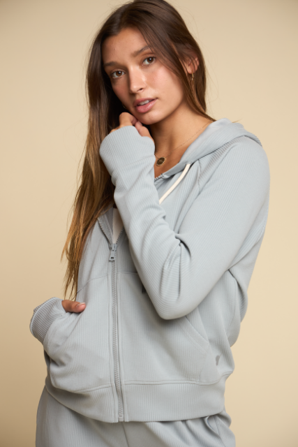 Later On Ribbed - Women's Full Zip Hoodie