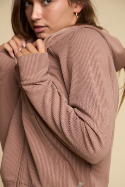 Later On Ribbed - Women's Full Zip Hoodie