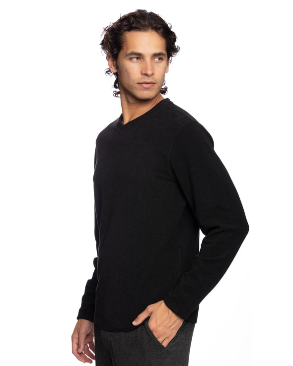 Andy Fleece Reversible V-Neck Phantom Black
