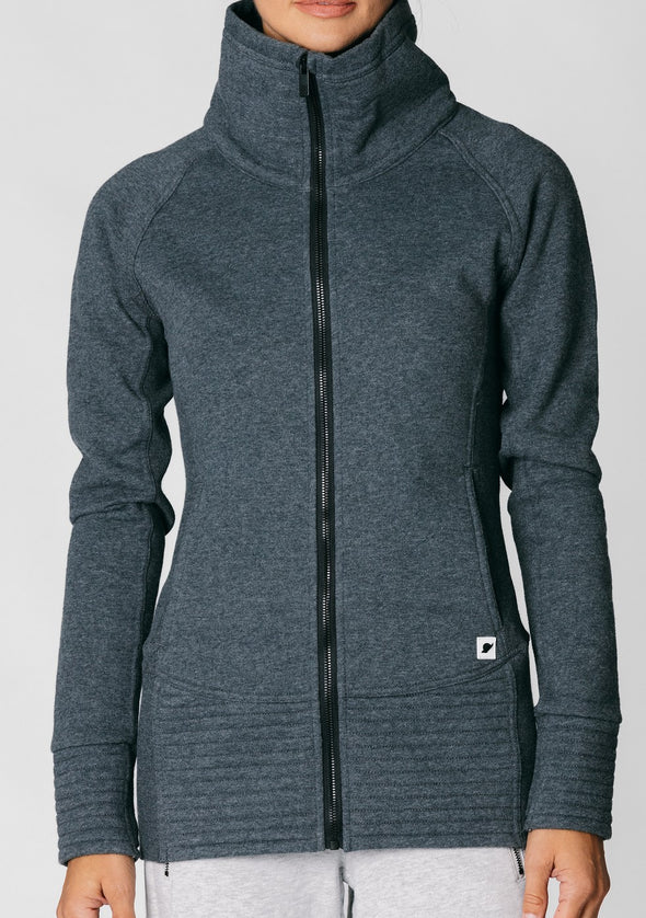 Midtown Zip Fleece Funnel Neck Charcoal