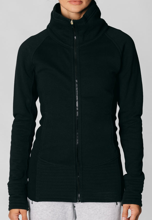 Midtown Zip Fleece Funnel Neck Black