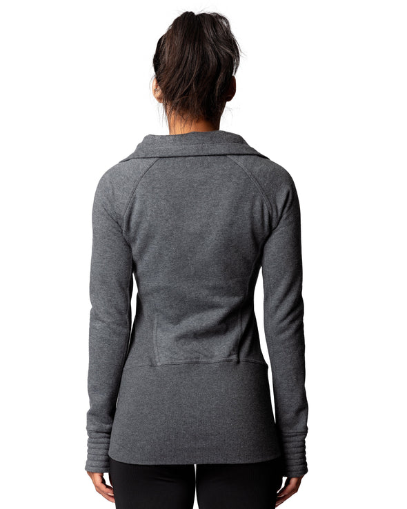 Midtown Zip Fleece Funnel Neck Charcoal