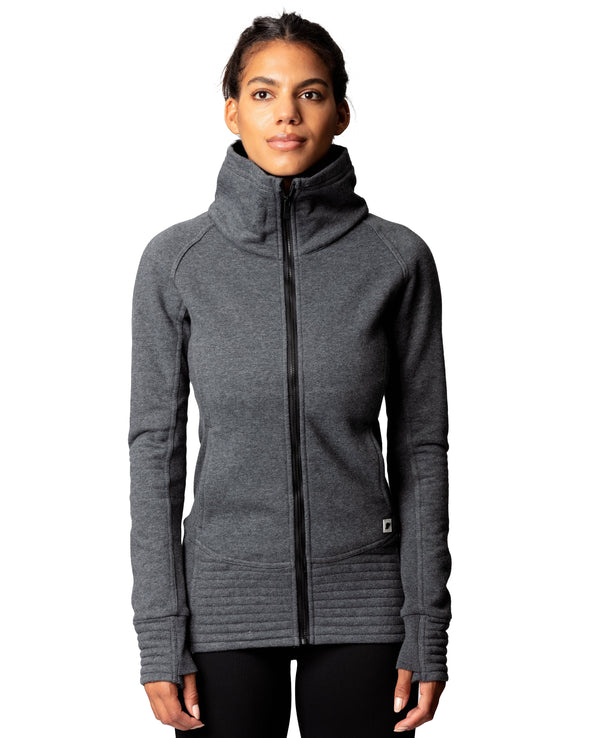 Midtown Zip Fleece Funnel Neck Charcoal
